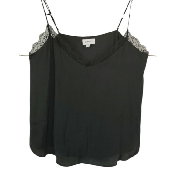 Evereve Tops - Evereve Black Lace Trim Cami Top Size L